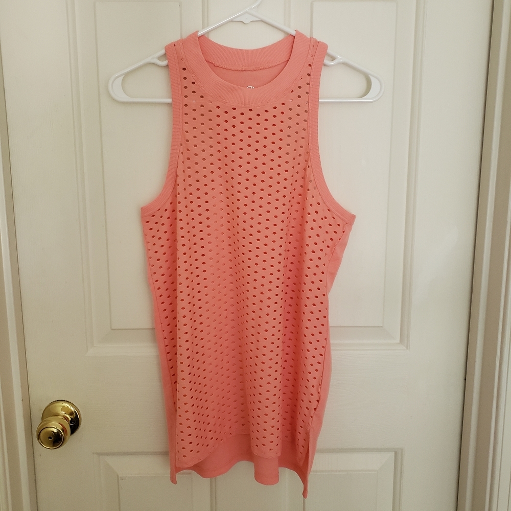 MPG Relaxed Mesh Front Tank Top Coral‎ Racerback Tank Top Coral Size Small - Picture 3 of 8